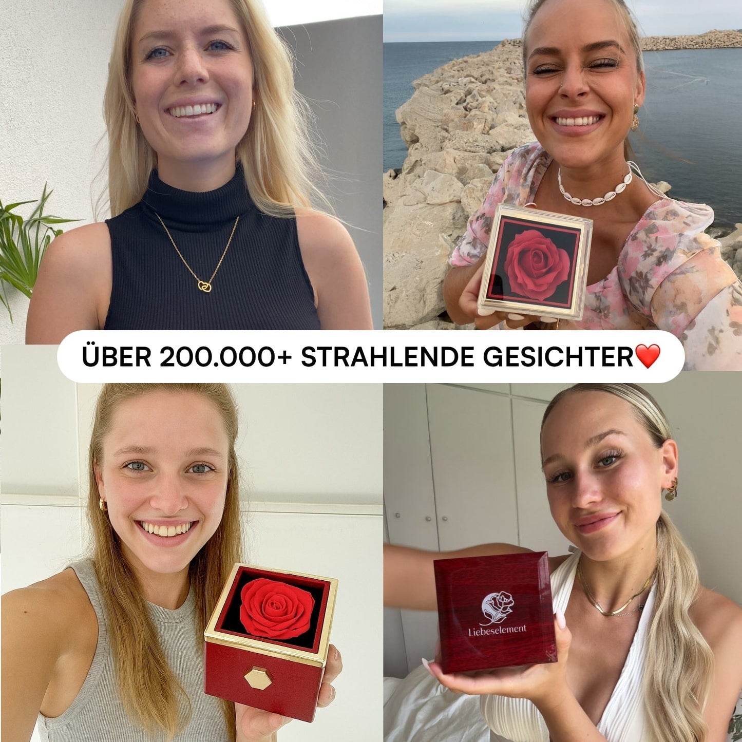 Wieczna Rosenbox – z naszyjnikiem z podwójnym sercem i prawdziwą różą