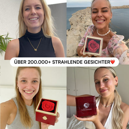 Wieczna Rosenbox – z naszyjnikiem z podwójnym sercem i prawdziwą różą