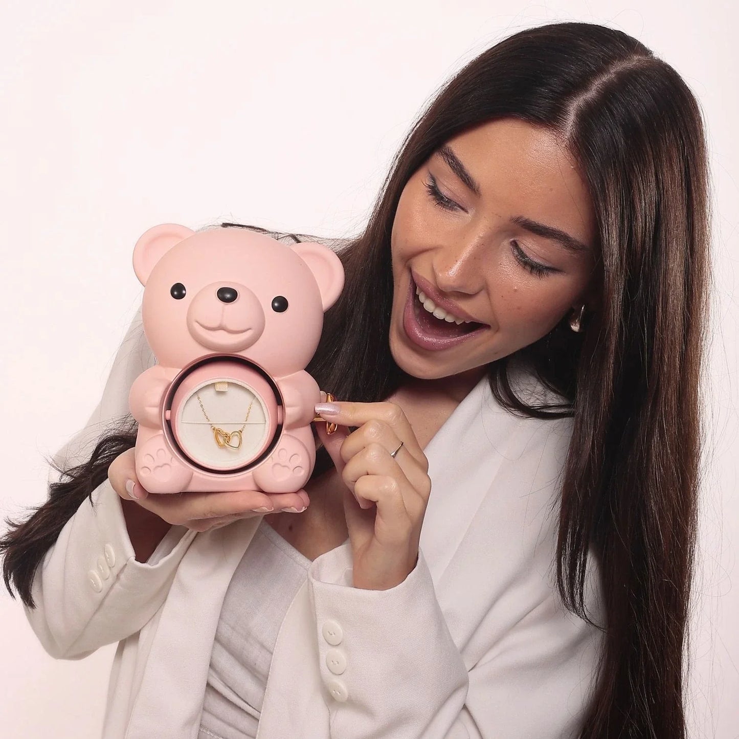 Wieczny Miś z Róż i personalizowany naszyjnik