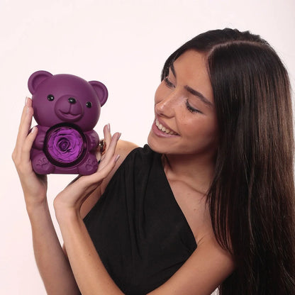 Wieczny Miś z Róż i personalizowany naszyjnik